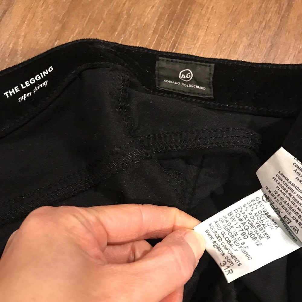 AG Jeans Velvet Legging in Black sz 31 - Picture 5 of 7